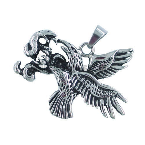 Stainless steel jewelry pendant eagle and snake battle SWP0036 - Click Image to Close